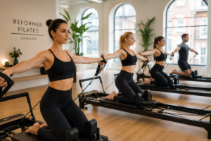 Reformer Pilates class in a London studio